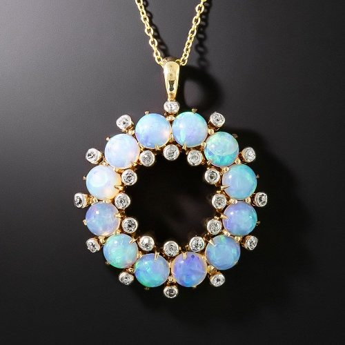 Edwardian Opal and Diamond Pendant.