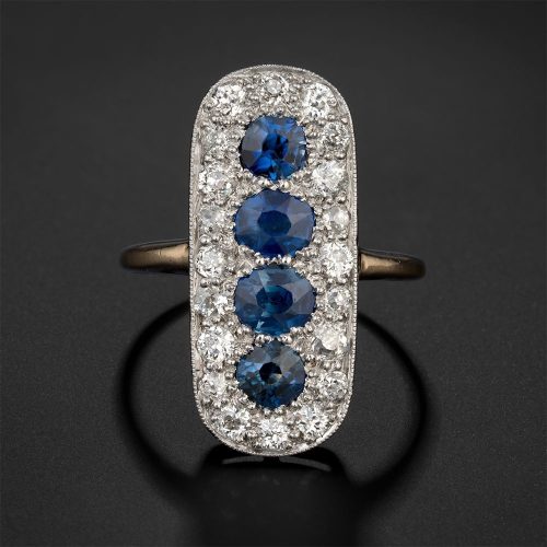 Edwardian Sapphire and Diamond Dinner Ring. Edwardian Sapphire and Diamond Dinner Ring.