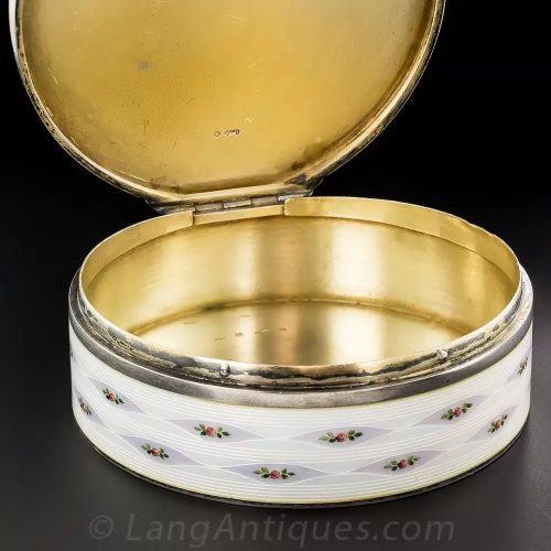 Enameled Silver Box with Silver-Gilt Interior.