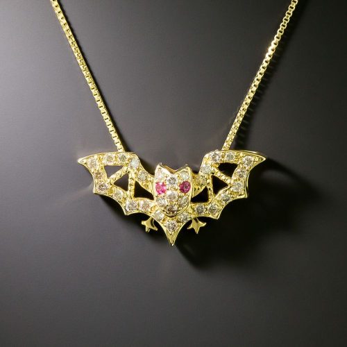 Diamond & Ruby Bat Necklace. Diamond and Ruby Bat Necklace.