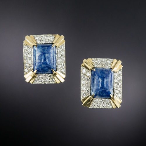 Sodalite and Diamond Earrings.