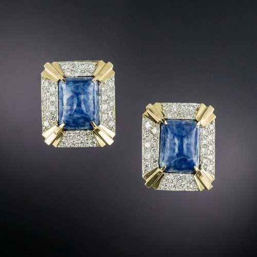 Sodalite and Diamond Earrings. Sodalite and Diamond Earrings.