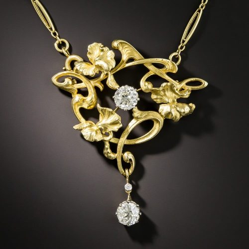 French Art Nouveau Diamond Necklace.