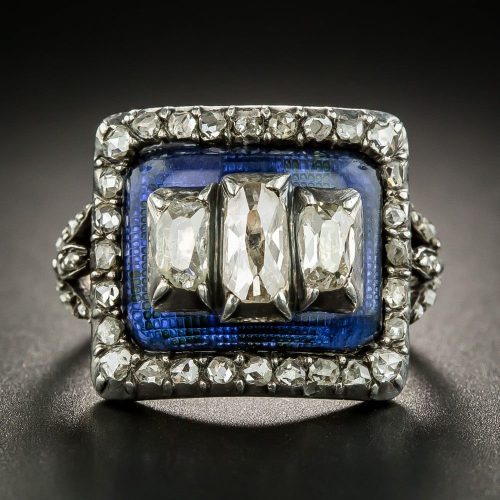 Georgian Diamond and Blue Glass Ring.