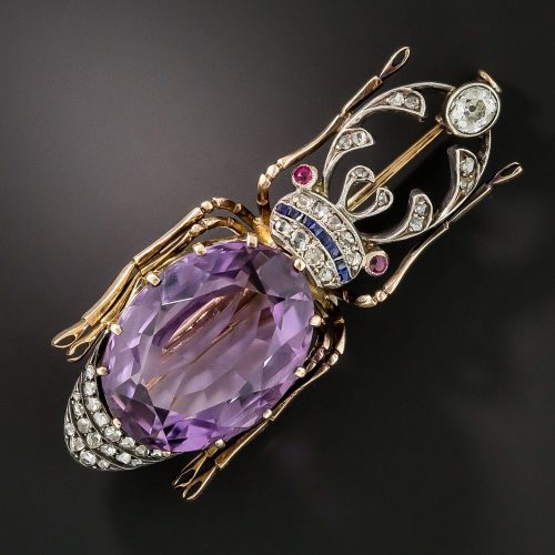Imperial Russian Amethyst & Diamond Beetle Brooch. Imperial Russian Amethyst & Diamond Beetle Brooch.