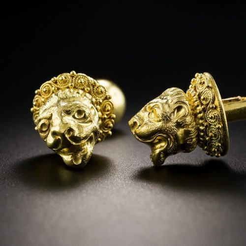 Lalaounis Lion's Head Cufflinks.