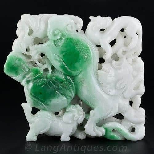 Double Sided Jadeite Carving (Front). Because of its Characteristic Toughness, Jadeite is Well Suited to this Type of Carving,