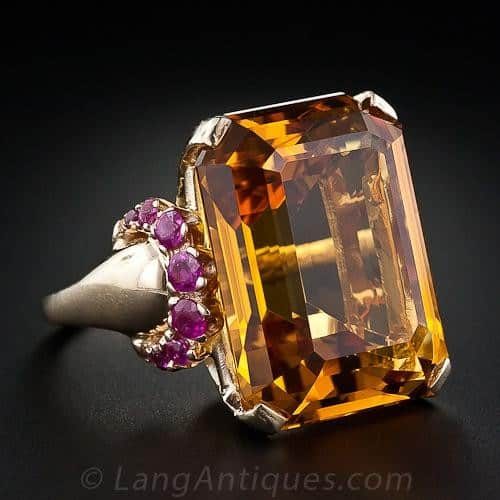 Retro Citrine and Ruby Ring.