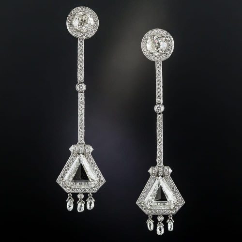 Shield-Shaped Diamond Earrings.