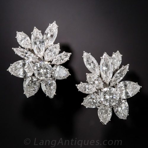Marquise Cut Diamond Earrings.