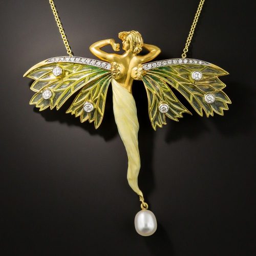 Nymph Plique-à-Jour Necklace, Masriera. Nymph Plique-à-Jour Necklace, Masriera.