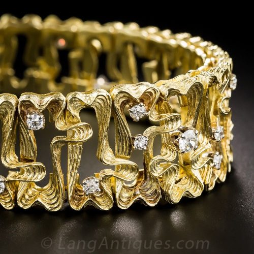 Mid-Century Diamond and 18k Gold Bracelet.