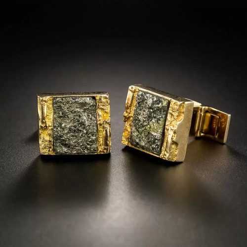 Mid-Century Brutalist Pyrite Cuff Links, by Bjorn Weckstrom.