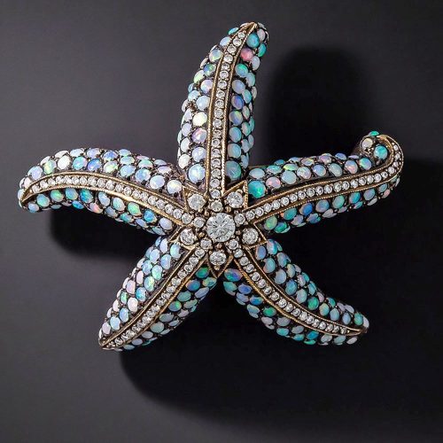 Opal and Diamond Starfish Brooch. Opal & Diamond Starfish Brooch.