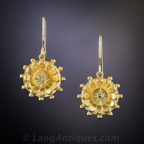 Victorian Diamond Electroformed Gold Earrings