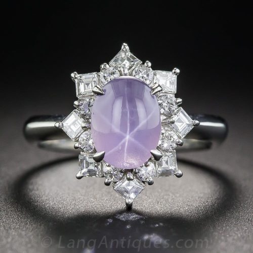 Translucent Star Sapphire and Diamond Ring.