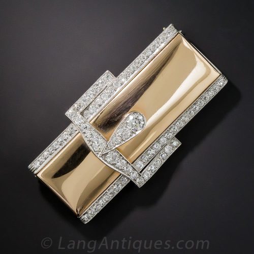 Retro Diamond Buckle Brooch.