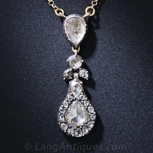 Rose-Cut Diamond Pendant Necklace.