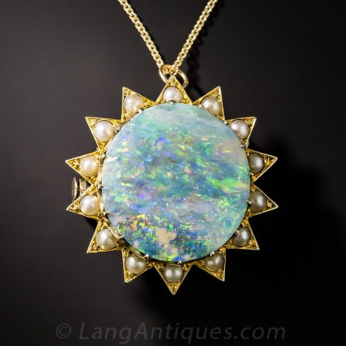 Victorian Opal & Seed Pearl Pendant.