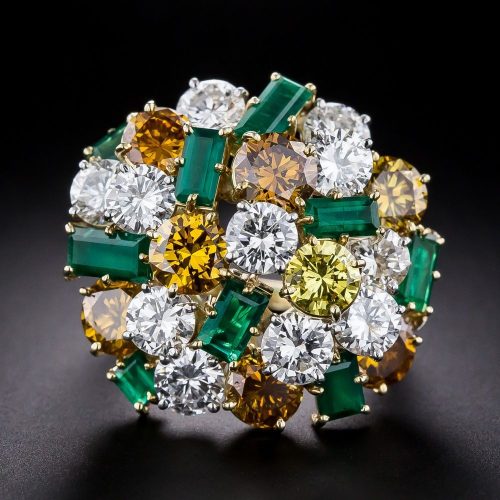 Ruser Diamond and Emerald Cocktail Ring. Ruser Diamond and Emerald Cocktail Ring.