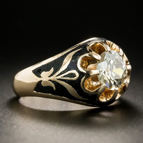 Russian Victorian-Style Diamond Belcher Ring.
