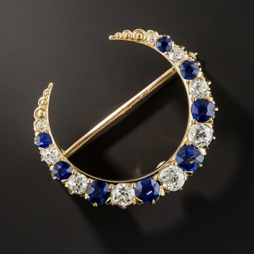 Sapphire and Diamond Crescent Brooch, by Bailey, Banks & Biddle.