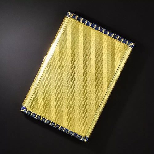 Tiffany & Co. French Art Deco Sapphire and Gold Cigarette Case. Tiffany & Co. French Art Deco Sapphire and Gold Cigarette Case.