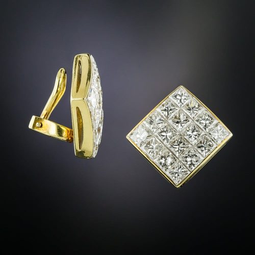Tiffany & Co. Invisible-Set Diamond Earclips.
