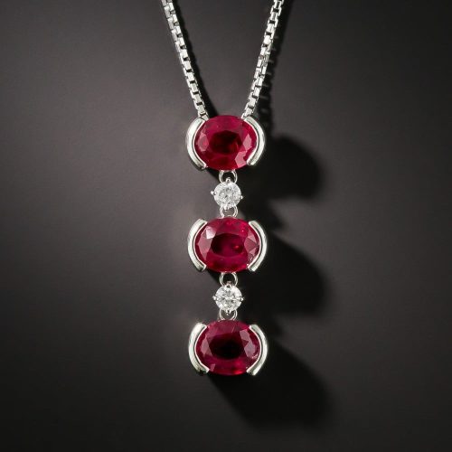 Burma Ruby, Diamond, and Platinum Necklace.