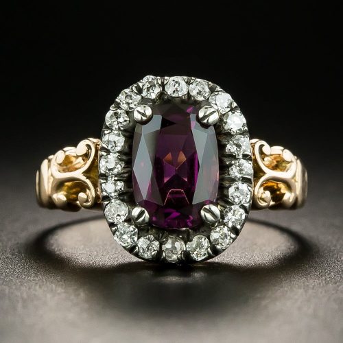 Victorian Purple Spinel and Diamond Ring.
