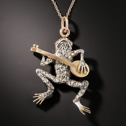 Victorian Diamond Frog, Complete with Banjo – Just a Pluckin’ and a Strummin’ Victorian Diamond Frog, Complete with Banjo - Just a Pluckin' and a Strummin'