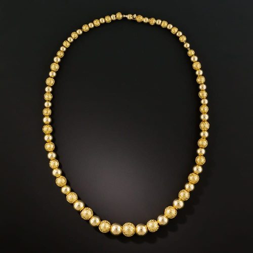 Victorian Graduated Cannetille Bead Necklace.