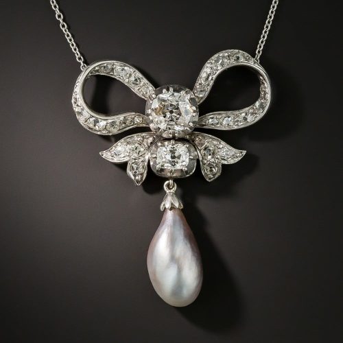 Victorian Diamond and Pearl Necklace. Victorian Diamond and Pearl Necklace.