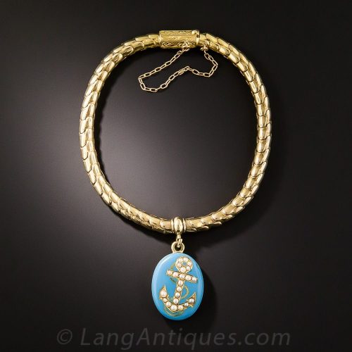 Victorian Enamel Anchor Motif Bracelet.