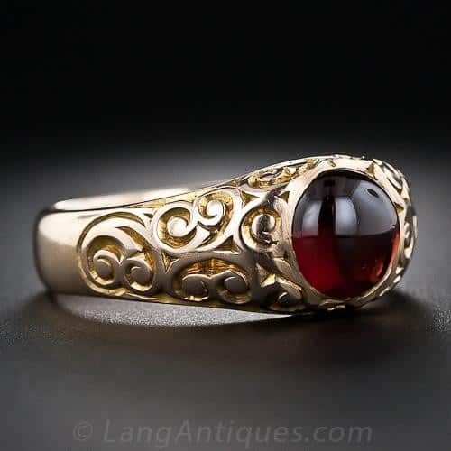 Gypsy Set Victorian Garnet Ring.