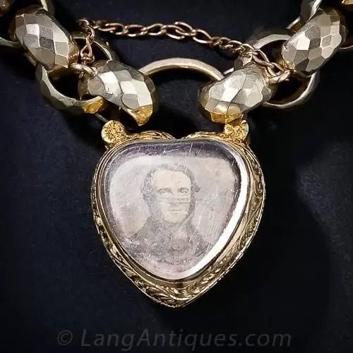 Victorian Gate Bracelet with Locket and Daguerreotype.