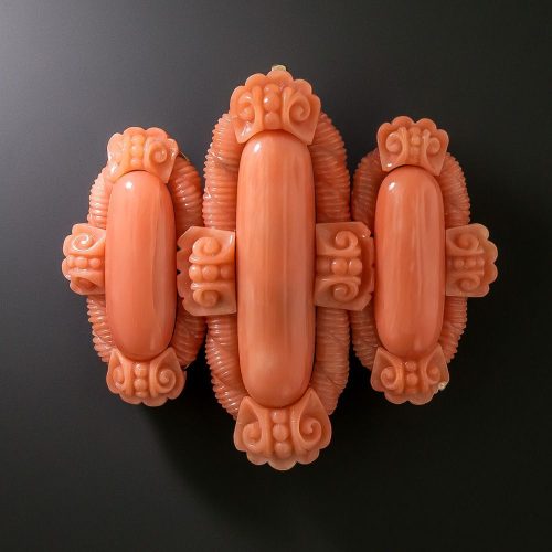 Victorian Carved Coral Brooch.