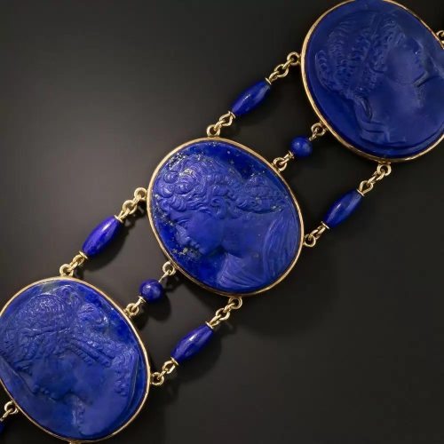 Victorian Lapis Lazuli Cameo Bracelet.
