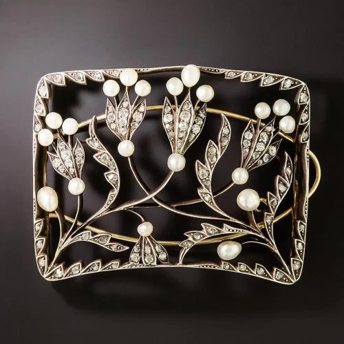 Vienna Secession (Art Nouveau) Pearl and Diamond Plaque-de-Cou.