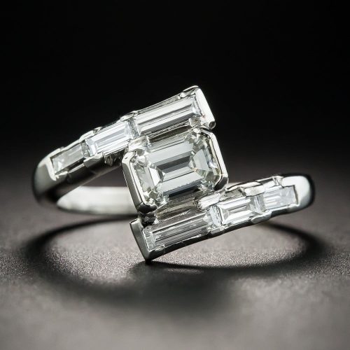 Emerald-Cut Diamond Platinum Engagement Ring.