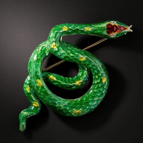 Mid-Century Enamel Snake Brooch.