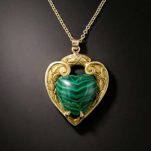 Vintage Malachite Heart Pendant.
